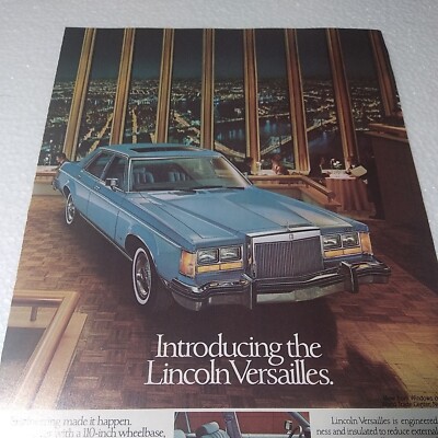 Ford Lincoln Versailles Print Advertisement 1977 OR GET ANY 3 ADS FOR $24!