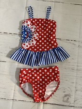 Frankie  Daisy Corky Girl Size 4 Bathing Suit 2-Pc Floral Appliqu  Polka Dots