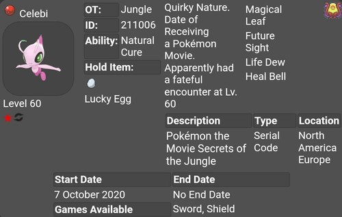 ✨Shiny✨ Celebi Movie Event For Pokemon Sword & Shield - Afbeelding 6 van 6