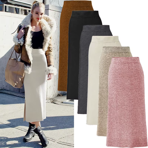 S-6XL koreanischer Strickrock große Größen elastische Taille Outdoor Freizeit Damenbekleidung - Bild 3 von 20