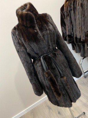 Luxury Womens Real Mink Fur jacket coat 1109822 Long genuine fur size L NEW