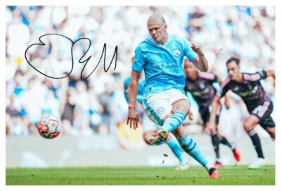 AUTOGRAPH ERLING HAALAND Foto Manchester City Hand Signed Premier Foto No Rookie EUR 48,96