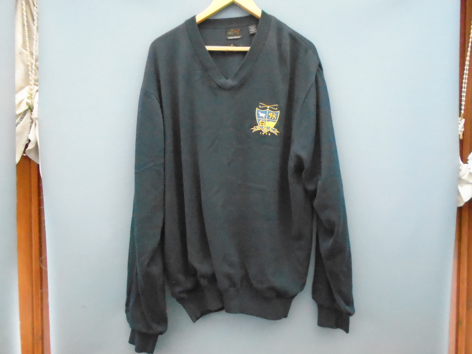 NEW GREG NORMAN LINED RUSHDEN GOLF CLUB NAVY BLUE JUMPER & PITCH REPAIRER ~ XXL