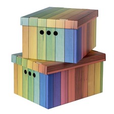 2pc Decorative Storage Boxes Home Office Box Organiser XLarge Rainbow