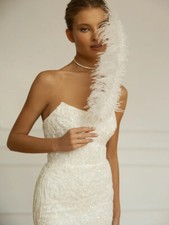 Off Shoulder Sweetheart Mermaid Wedding Dress Pearls Satin Train With Bow