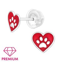 Herz-Pfoten Kinder Premium Ohrringe 925 Silber FüR MäDchen Schmuck Geschenk