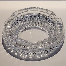Vintage Ashtray Crystal Cut Glass Clear 5.5" Cigar Cigarette Heavy Thick