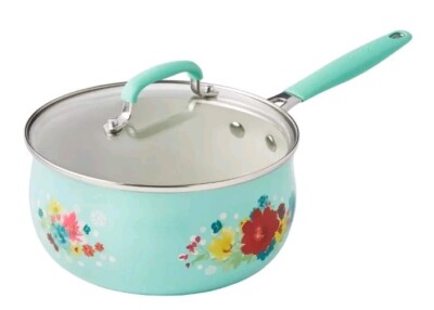 Pioneer Woman ~ BREEZY BLOSSOM ~ 3 Quart Capacity ~ Nonstick ~ Saucepan w/Lid