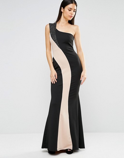 Jessica Wright Maxi Dress Black Nude Sequin Occasion Party Prom