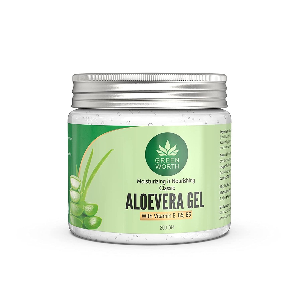 Greenworth Pure Aloe Vera Gel Nourishing And Moisturising With Vitamin E  200 gm