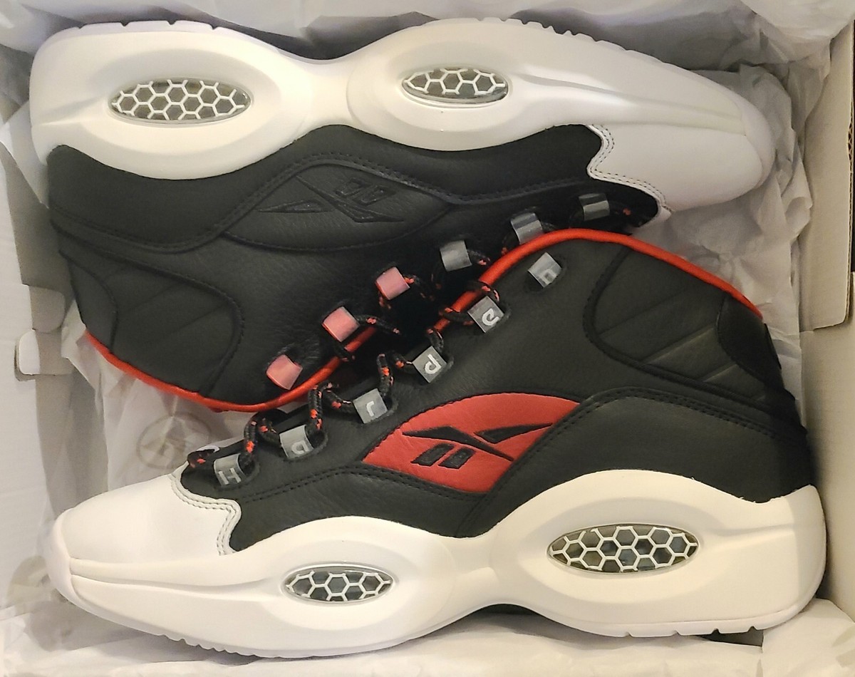 REEBOK QUESTION MID JAMES HARDEN ALLEN IVERSON BLACK RED