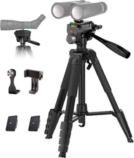 Binocular Tripod, 72” Spotting Scope Tripod Stand with Binocular Adapter and 2 Q