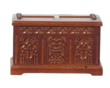Dolls House Quality Furniture  15thC Tudor Coffer Chest/Walnut  JJ40004WN