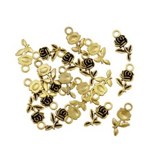 150pcs 20 10mm Alloy Charm Pendant Rose Floral DIY Jewelry Pendant