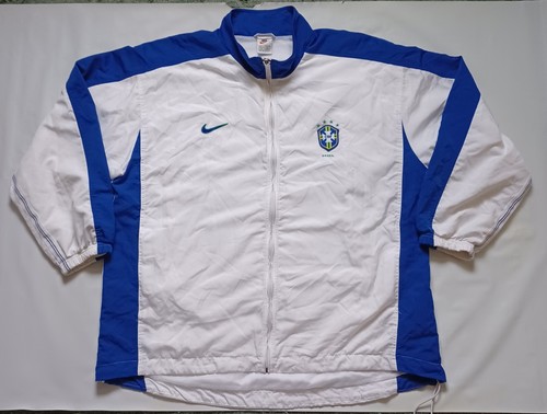 Vintage 1998 Brazil National Soccer Team Warm Up Windbreaker Jacket Nike Size XL - 第 1/7 張圖片