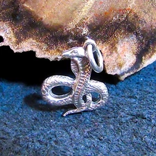Solid 925 Sterling Silver Dancing Cobra Snake Charmer Pendant - Jewelry Charm