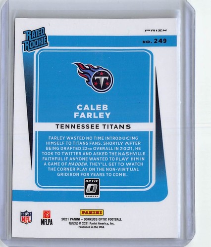 2021 Panini Donruss Optic | Caleb Farley Rated Rookie (Holo Variation) #249 - Picture 2 of 2