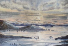 Original Artwork Modern Painting Landscape SKY SEA Nautical Seascape Arts GiftA4