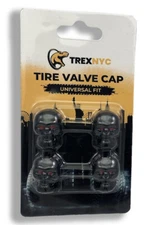 TrexNYC Tire Valve Caps , Universal Stem Covers for Cars, 4pcs, Black Skull