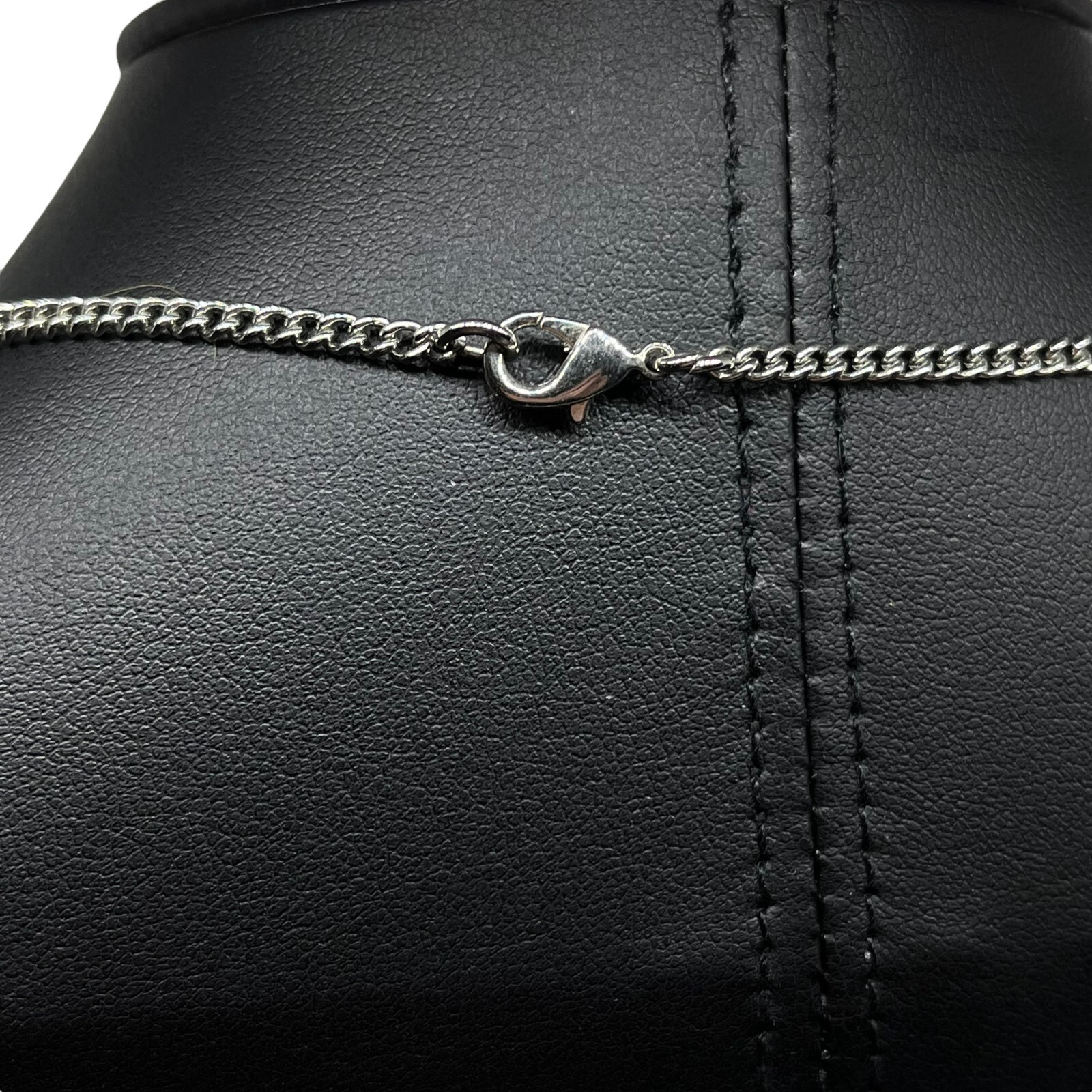 Chain Necklace Silver Tone Rectangular Tassel Pen… - image 5