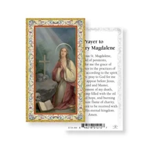 Saint St. Mary Magdalene w/ Prayer - gold trim - Paperstock Holy Card
