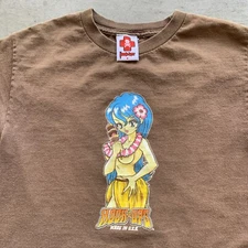 Vintage 90s 2000s Y2K Hook Ups Hula Girl Anime Shirt Skate Jeremy Klein S
