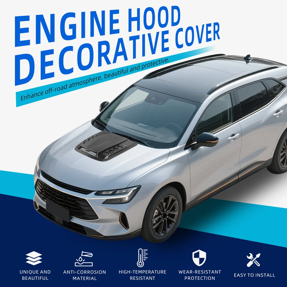 For Honda CR-V CARBON FIBER Car Hood Scoop Vents Cover Air Flow Intake Decorate - Image 4 of 4