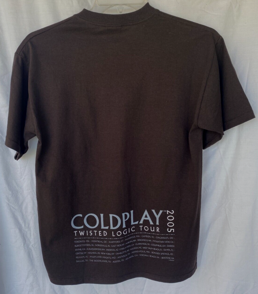 COLDPLAY..2005 TWISTED LOGIC TOUR..BROWN..GRAPHIC T-SHIRT..Y2K