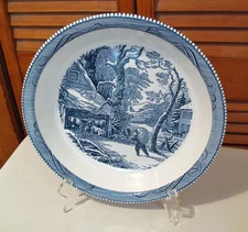 Currier and Ives Blue 10" PIE PLATE "A Snowy Morning" Excellent Condition A137