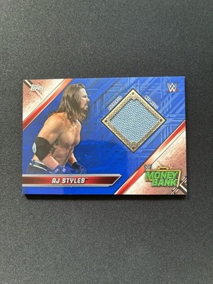 2019 Topps WWE Raw Mat Relics AJ Styles Blue /50