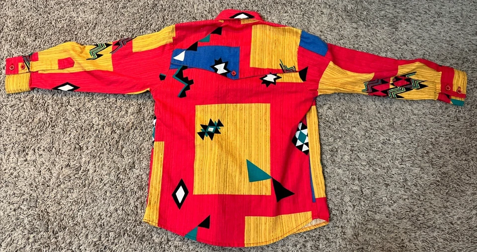 Vtg! WRANGLER Western Shirt AZTEC Southwestern COWBOY-Boy Size 6 - Image 4 of 4