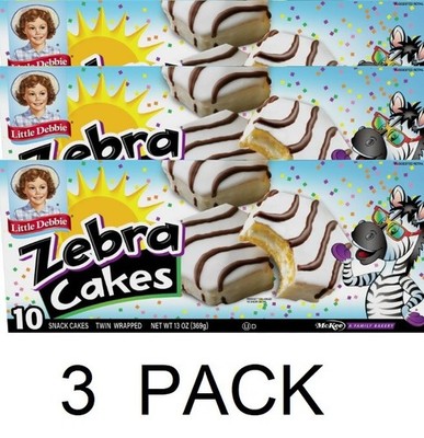 Little Debbie Zebra Cakes 10 Snack Cakes 13 oz Box - 3 PACK