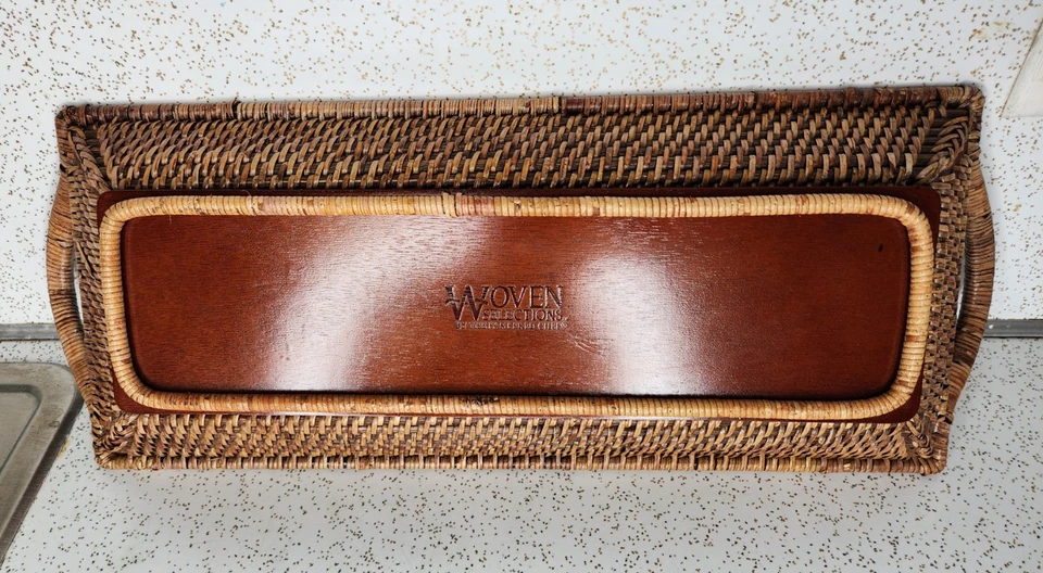 Pampered Chef Woven Selections 17” Long Length Wicker Serving Tray Basket - Image 3 of 4