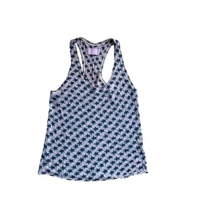 Zadig & Voltaire Nora LN ZV Stars Tank Top Pink Teal Racerback Linen Blend XS