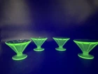 4 Vtg Federal Glass Green Uranium Glass Sherbet Cups