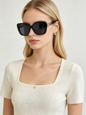 Burberry BE4435 Eugenie Sunglasses Black Frame Dark Grey Lens 53-20-145