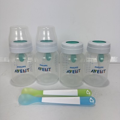 Philips AVENT Baby 9 oz. Anti-Colic Bottles/Rings + Munchkin Spoons