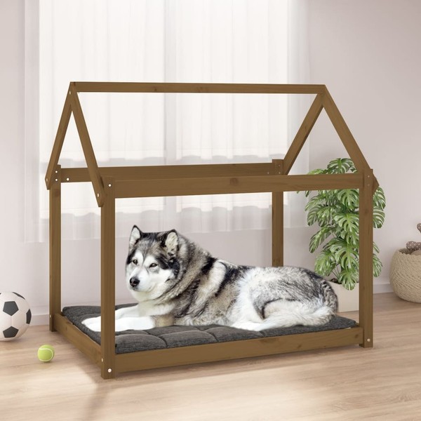 Hundebett Honigbraun 111X80X100 Cm Massivholz Kiefer-image