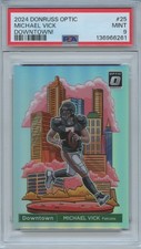 Michael Vick 2024 Optic DOWNTOWN! SSP CASE HIT Atlanta Falcons PSA 9