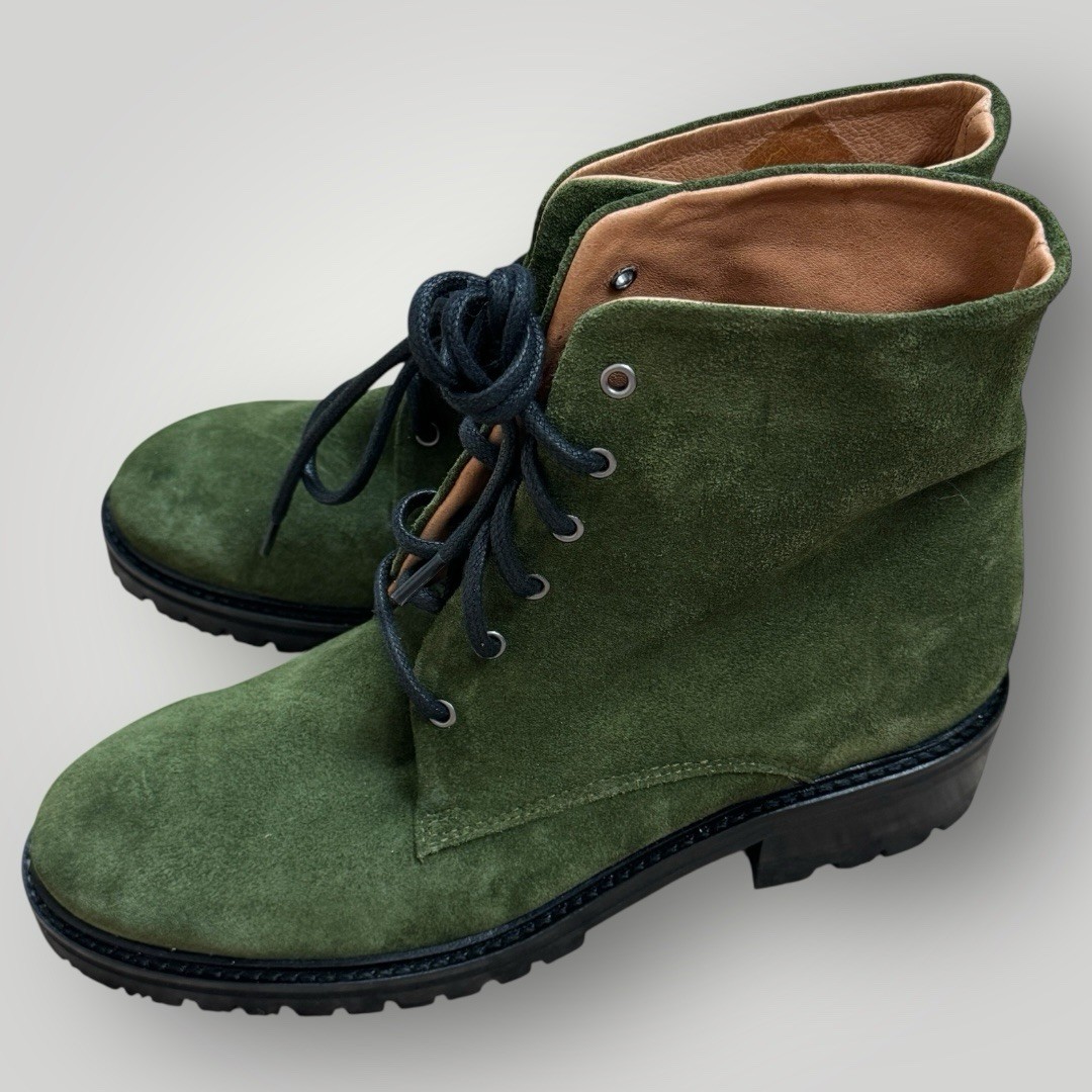 SAOLA Stivali Anonymous Copenhagen scamosciati verdi stringati suola a strappo taglia 39 unisex pelle