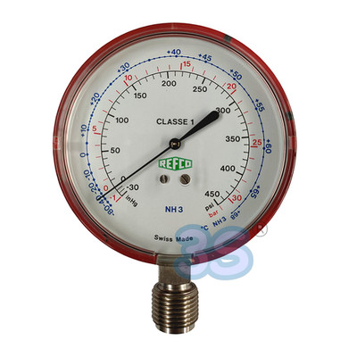 REFCO NH3 Manometer 1/2 GAS Skala -1/+30 bar -30/+450 PSI
