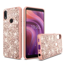 GSA  Glitter Bling Hybrid Case for Alcatel 3V(2019) - Rose Gold