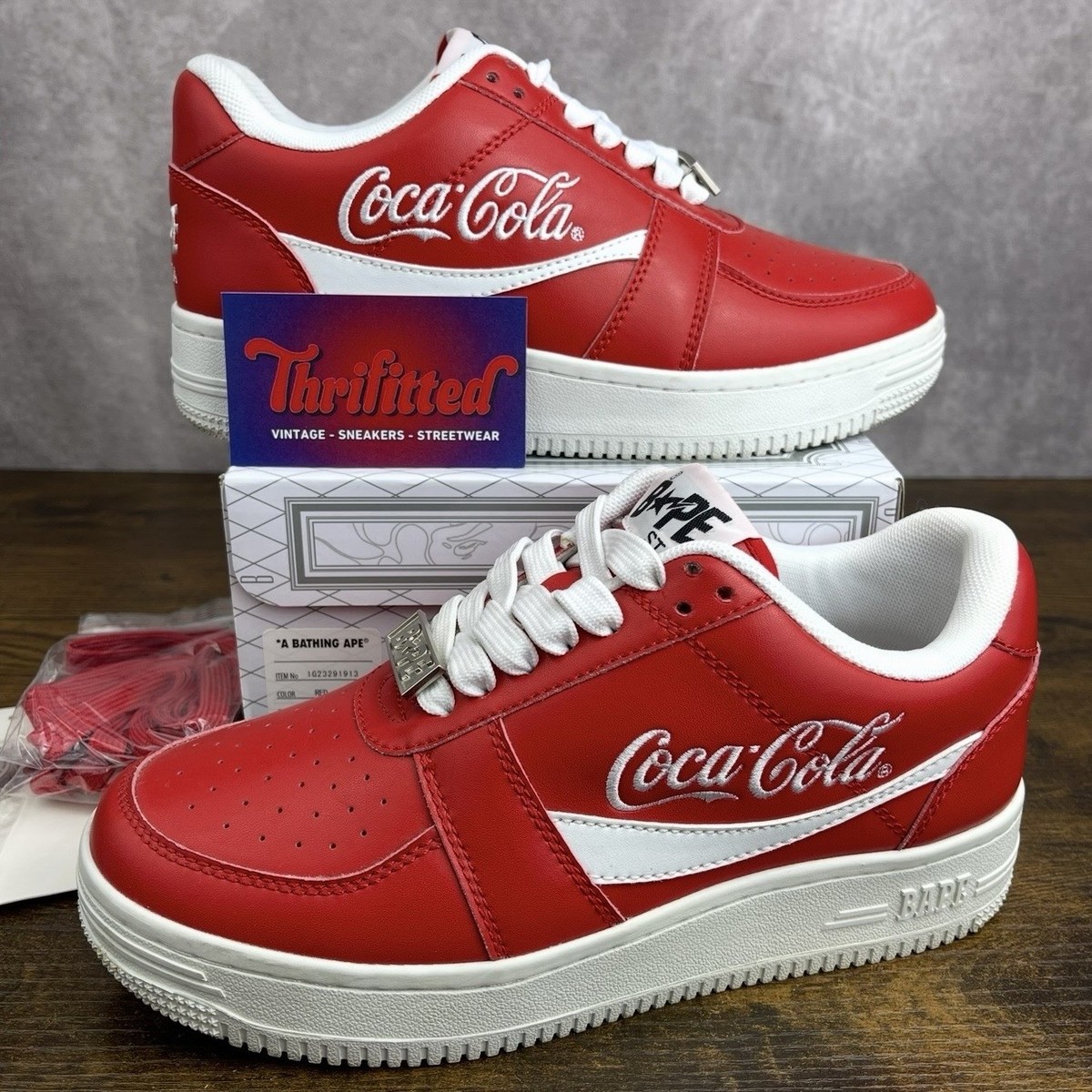 A Bathing Ape Bapesta Low x Coca-Cola Red Size 6.5 Soda BAPE  display picture 2