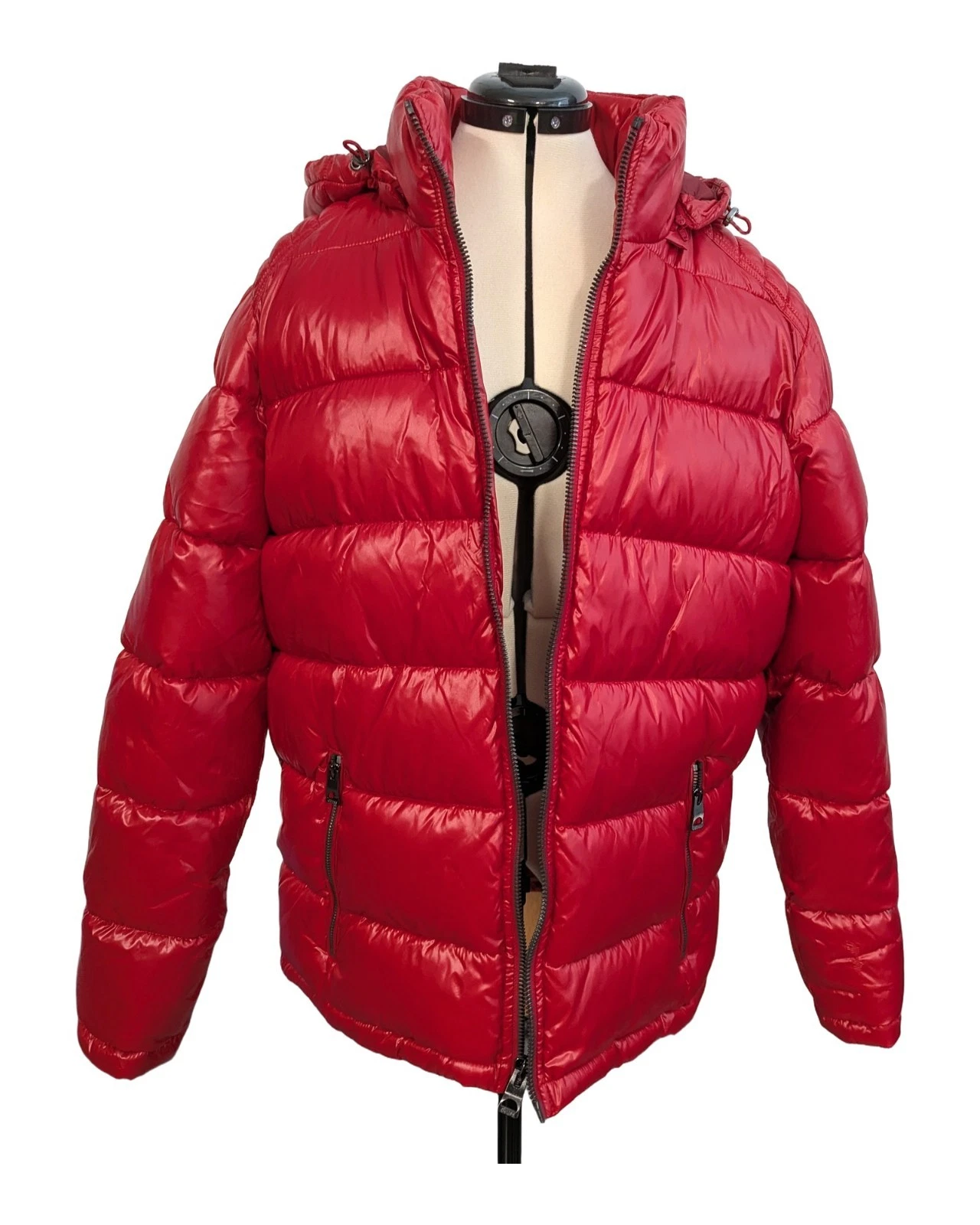 GUESS Men's Red Glossy Hooded Puffer Jacket M 119RN716 image 1