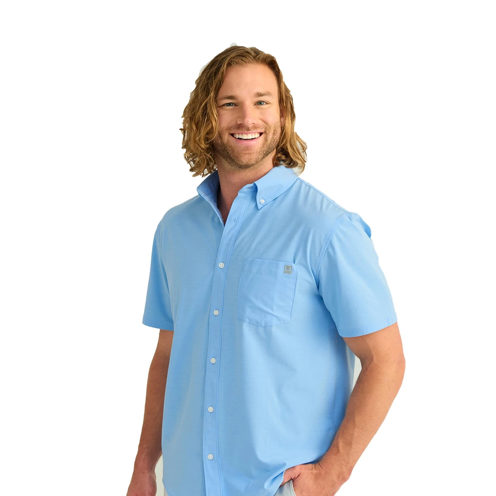 Huk Mens Kona Button Down Shirt Lightweight Quick Dry Breathable Fishing Shirt
