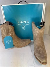 LANE Saratoga Cowboy Boots Latte Roughout Suede 8.5 NEW WITH BOX