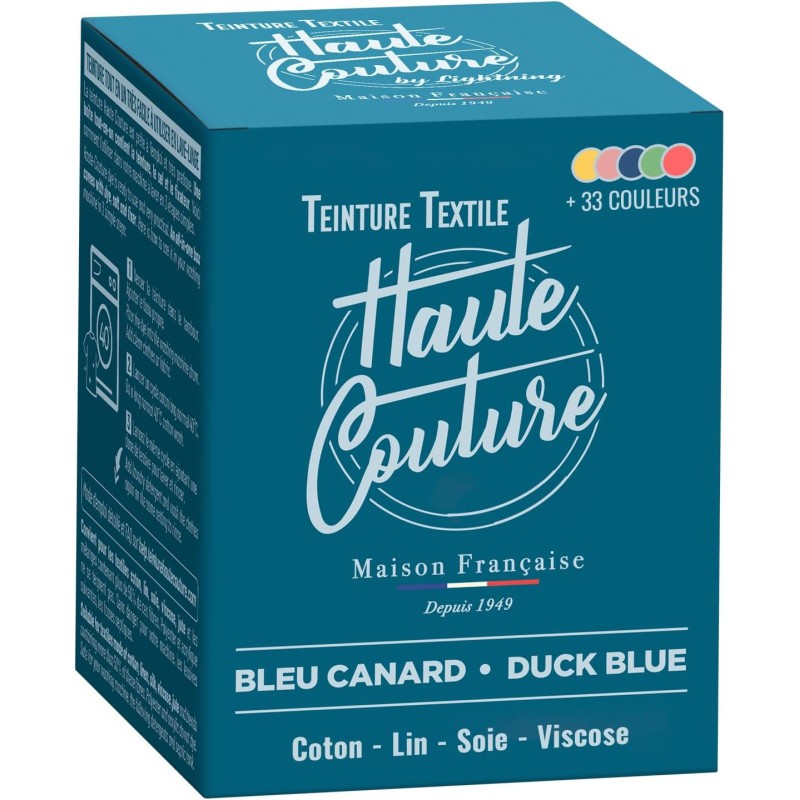 Teinture textile bleu canard tout-en-un pour vêtements et tissus de 350g