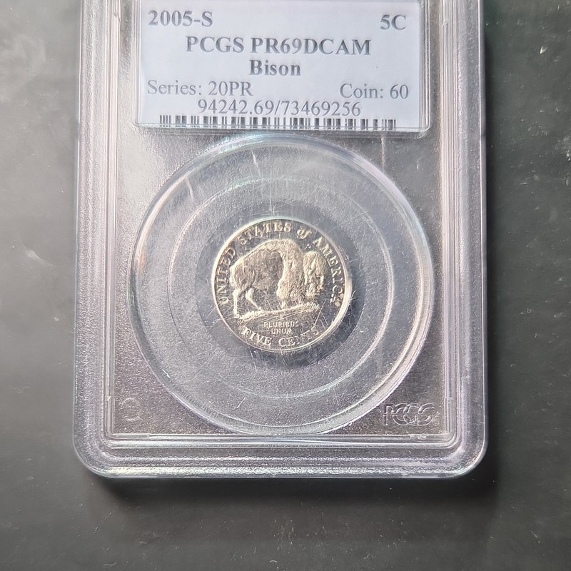 2005-S Jefferson Nickel 5C Proof Bison PCGS PR69 DCAM Cert 73469256