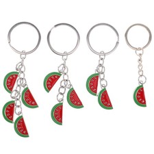 4Pcs Creative Watermelon Keychain Red Zinc Alloy Fruit Charm for Bags Wallets