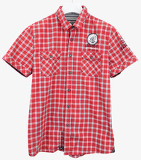 CAMP DAVID Regular Fit Shirt Men's MEDIUM Red Check Chest Pockets Short Sleeve